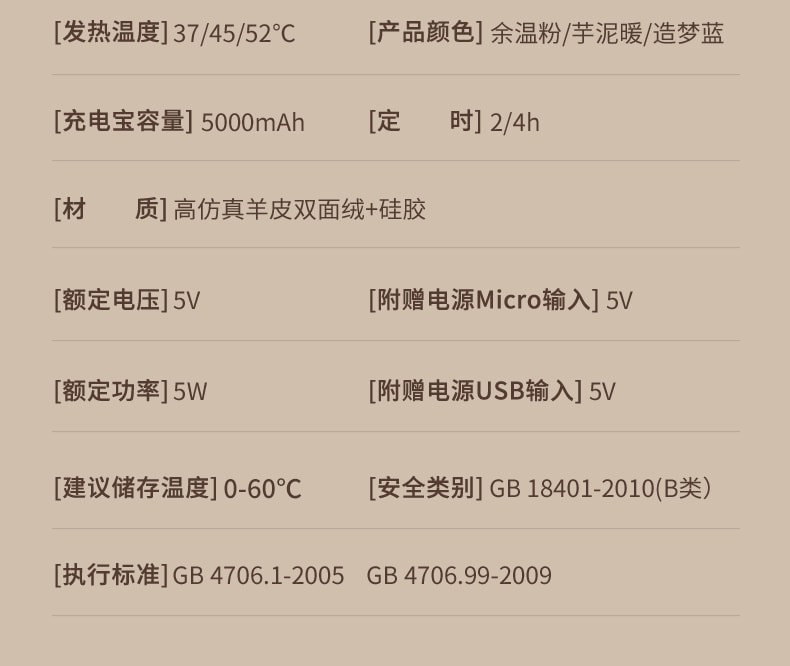 【中国直邮】 冇心 暖手袋充电式防爆秋冬暖宝宝女生用毛绒可爱敷肚子热水袋暖手宝神器 造梦蓝+充电宝