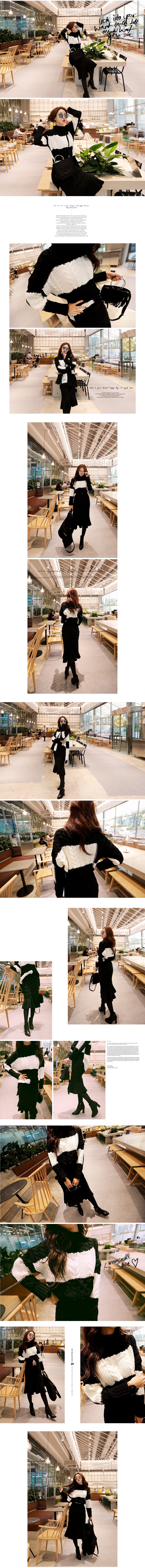 [Limited Quantity Sale] Patchwork Cable-Knit Sweater Black One Size(Free)