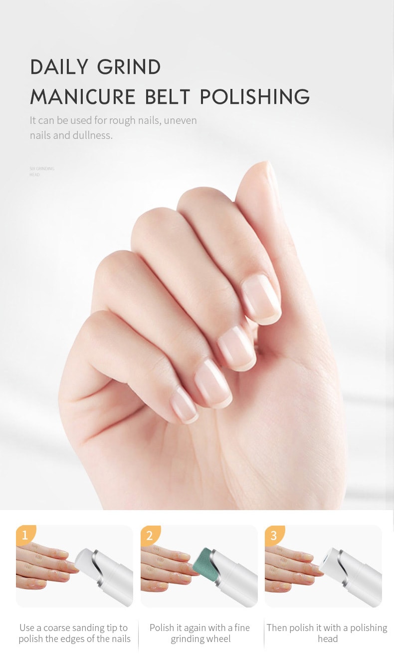  金稻 電動指甲磨甲器 便攜式修甲美甲器 指甲拋光打磨機KD363白色 1台