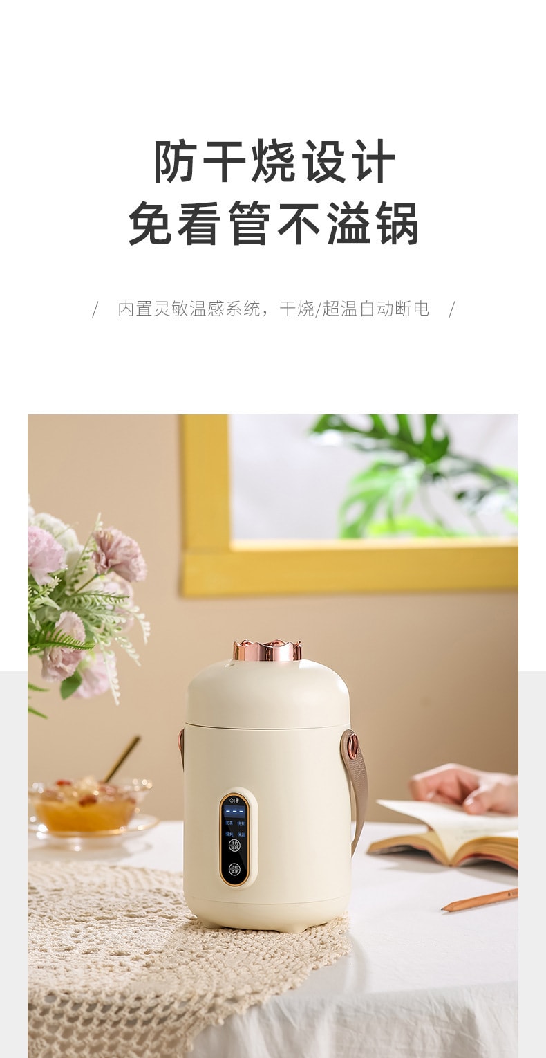【中国直邮】梵洛  110V智能电炖锅煮粥神器家用多功能迷你便携式   米白色