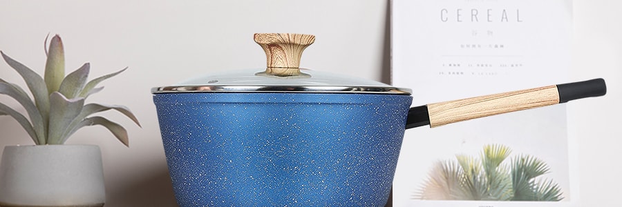 CONCORD Art of Cooking 3Qt. 花崗岩不沾塗層鑄鋁鍋 含玻璃蓋 電磁爐適用 #藍色