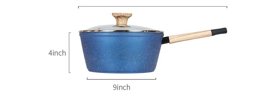 CONCORD Art of Cooking 3Qt. 花岗岩不粘涂层铸铝锅 含玻璃盖 电磁炉适用 #蓝色
