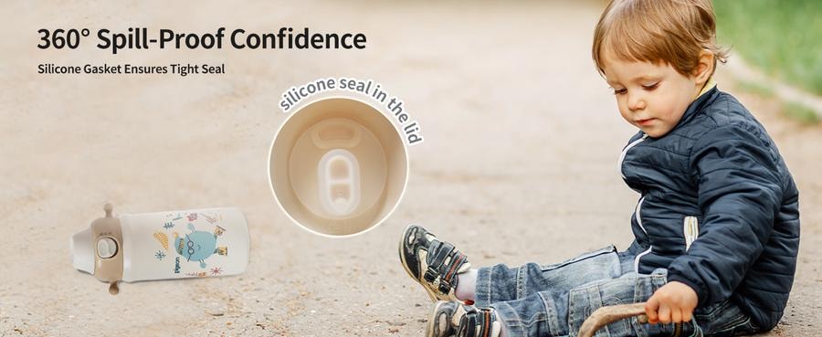 日本 PIGEON贝亲  儿童水杯吸管直饮316不锈钢保温杯 香草色 500ml