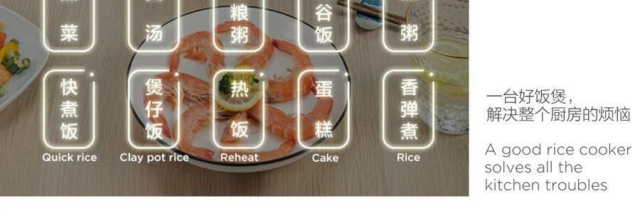 蘇泊爾SUPOR 電鍋電鍋 4L大容量 5層內膽 前置大螢幕面板雜糧養生餐多功能家用智慧電鍋 SF40HP69US