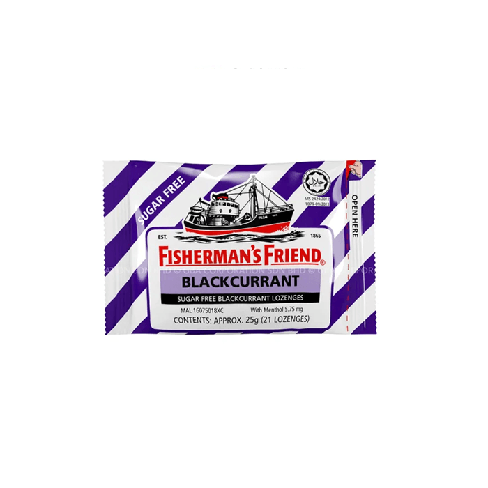 【马来西亚直邮】 英国 FISHERMAN'S FRIEND 渔夫之宝 黑加仑润喉糖止咳糖 21粒装