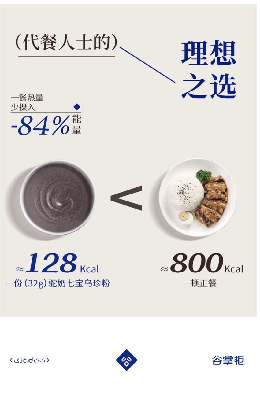【中国直邮】 谷掌柜 驼奶七宝乌珍粉 黑芝麻糊黑枸杞桑葚黑豆黑米 五黑养黑发早餐代餐 500g/罐