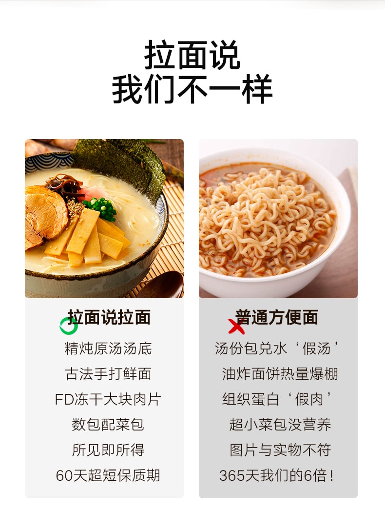 已淘汰[中國直郵]拉麵說招牌網紅日式拉麵系列招牌豚骨叉燒拉麵220g 經典叉燒豚骨家裡的拉麵館1盒裝郵寄到手保質期不足2個月(放入冷藏可保存6個月)介意勿拍