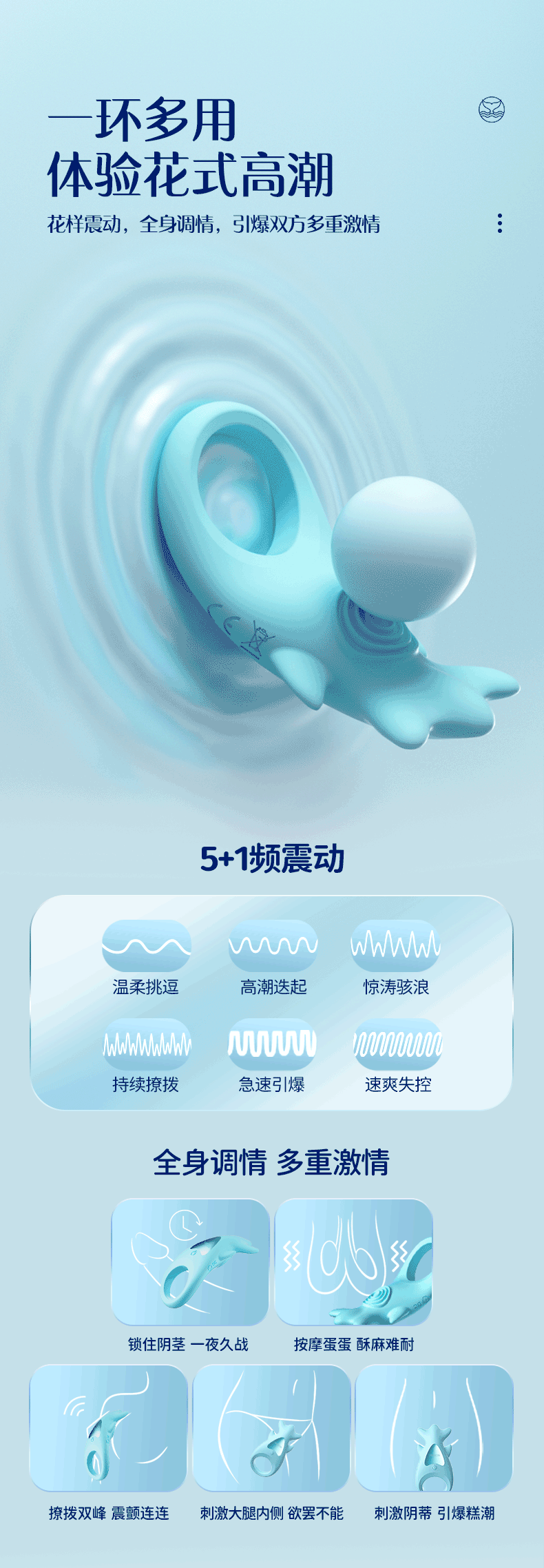 【中国直邮】jissbon/杰士邦 锁鲸鱼遥控震动锁精环成人情趣用品物理持久按摩环
