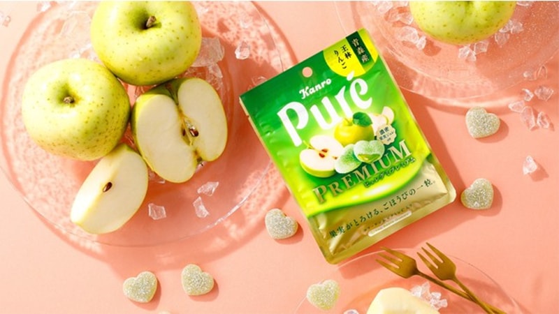 【日本直邮】日本KANRO PURE 期限限定  果汁弹力软糖 苹果味 56g