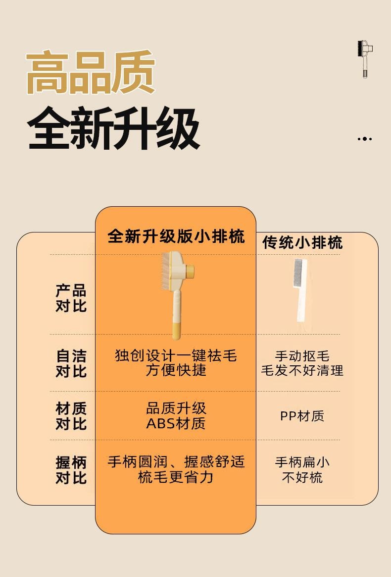 FOXTAIL 宠物排毛梳 开结 去浮毛 自洁梳 排梳 猫狗除毛神器 -绿色 1个