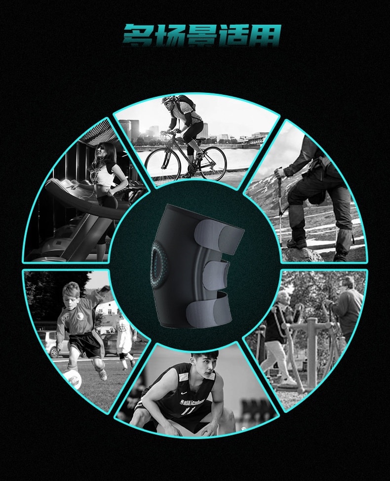 【輪滑世界冠軍郭丹代言品牌】 中國 和正HEZHENG 專業支撐運動減壓護膝 黑色 1件(單裝)