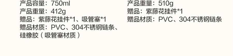 BUYDEEM北鼎 吸管吨吨杯子 便携水杯 800ml 紫藤花 DG78 