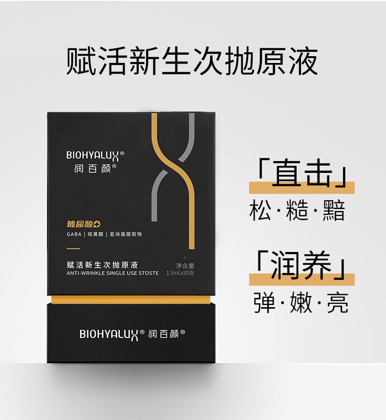 [中國直郵]潤百顏Biohyalux 賦活新生次拋原液 1.5ml×30支 1盒裝