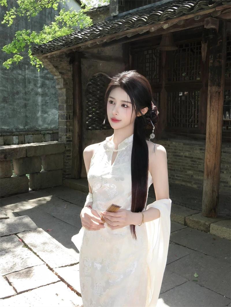 【中國直郵】 親太太 新中式連身裙改良旗袍女國風提花氣質修身包臀裙子 M碼 1件裝