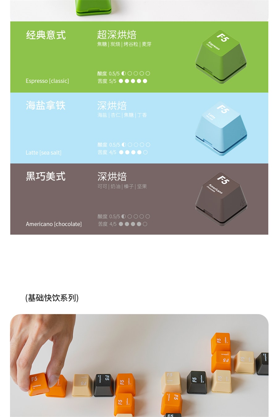 【中國直郵】F5 冷萃咖啡即溶精品黑咖啡凍乾美式義式大鍵盤量販裝禮盒 6風味混合裝2g*90顆