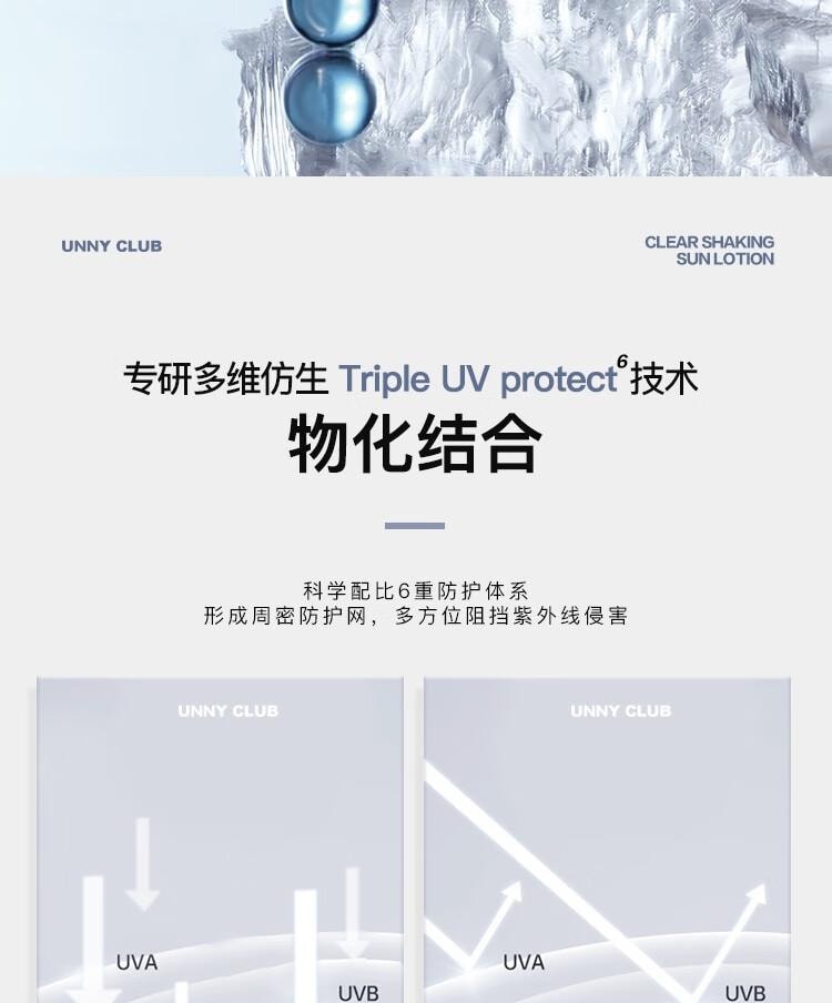 【中国直邮】悠宜(unny club)  光护 摇摇乐防晒乳 防水防汗 防晒伤清爽不油   国货之光  SPF50+ PA++++  50ml