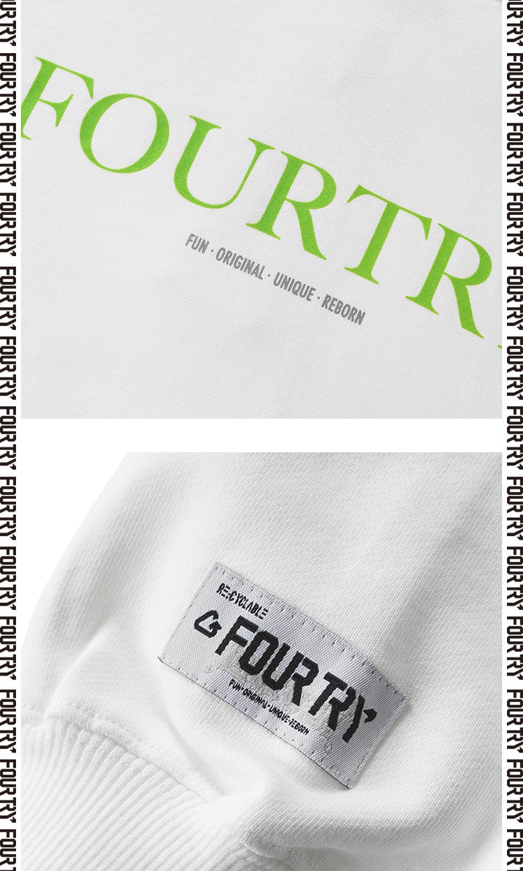 中国直邮 【刘雨昕同款】FOURTRY基础系列logo字母连帽卫衣潮流合伙人同款 灰色 L