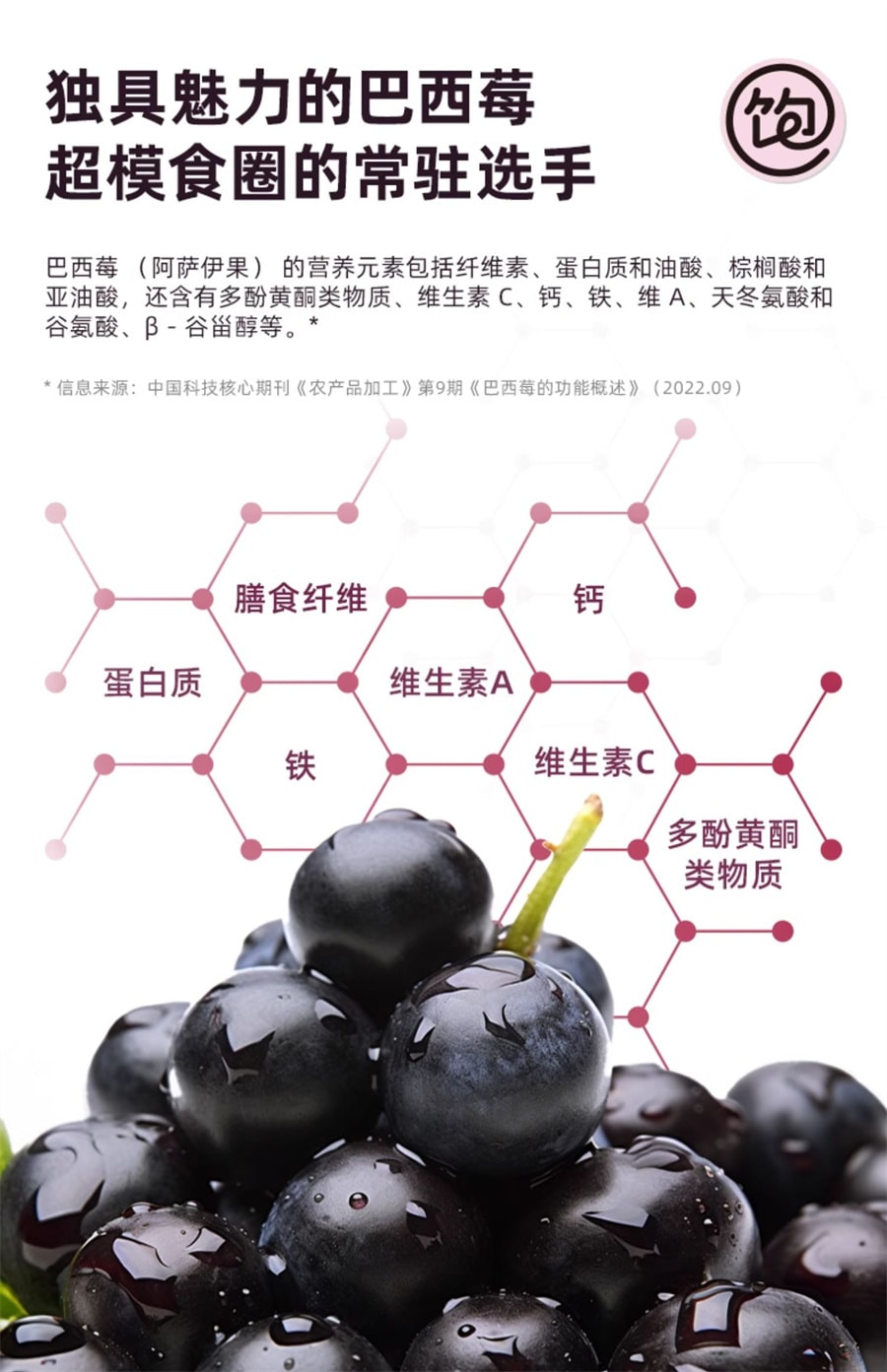 【中国直邮】王饱饱  巴西莓粉花青素果蔬纤维粉冲饮品   10条装/盒