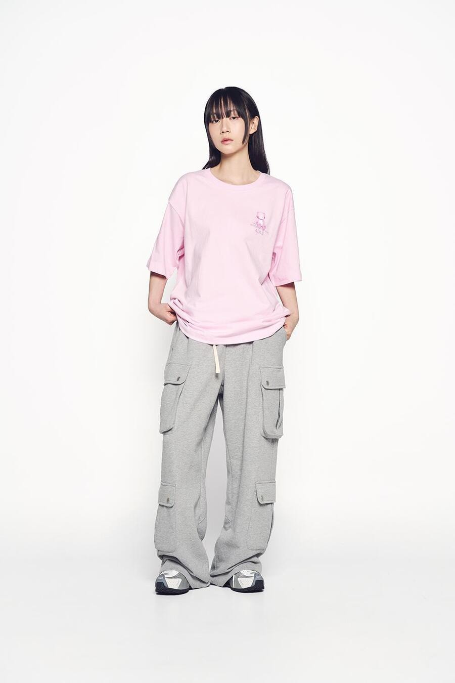 【韩国直邮】 韩国 acmé de la vie ADLV AC BEAR 单色基本款 LOGO 短袖 T 恤 浅粉色 2