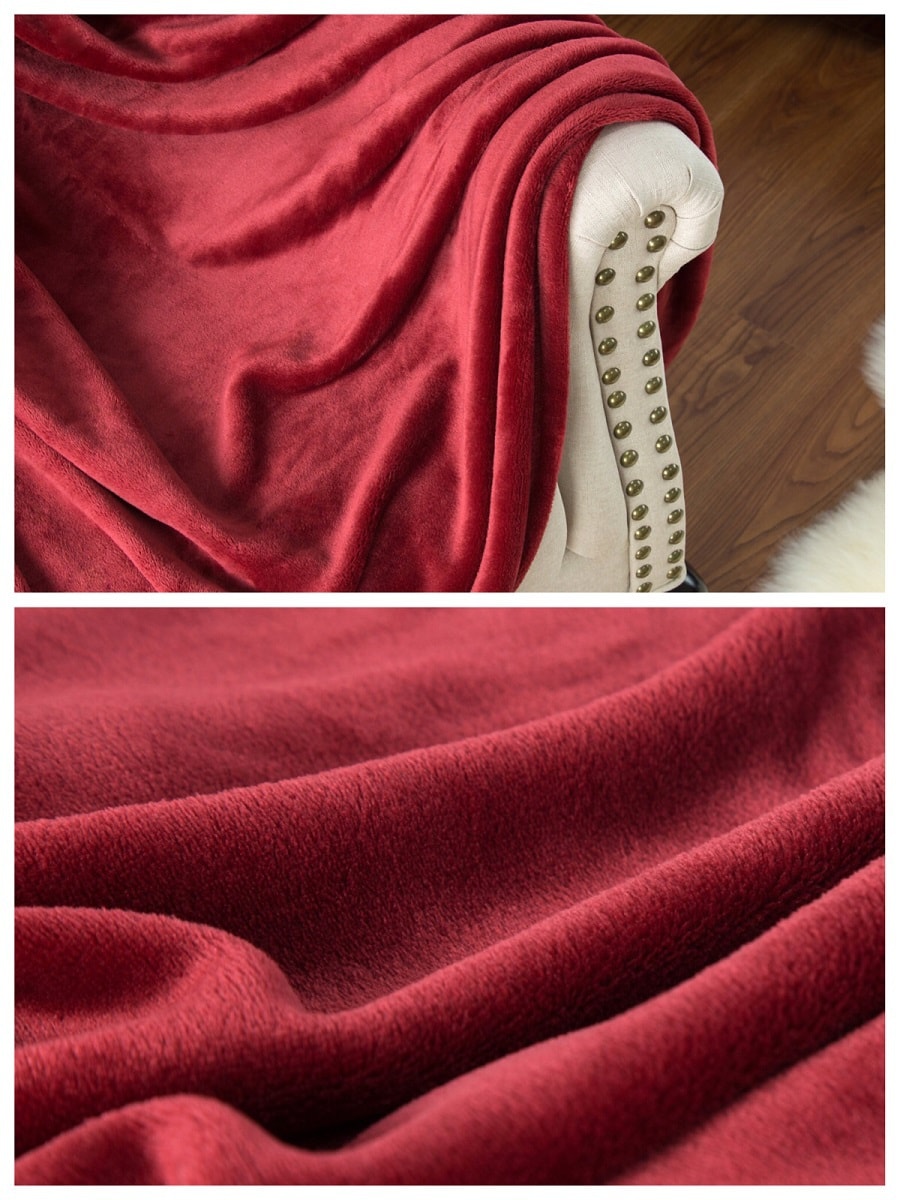 Premium Down 法兰绒超柔毛毯 50”x70”’ 红色