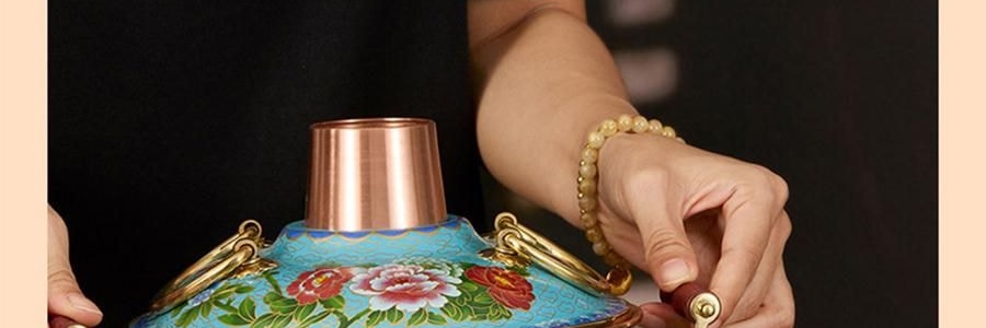 景泰蓝单人铜锅火锅 珐琅彩火锅涮锅 北京火锅铜锅涮肉 蓝色