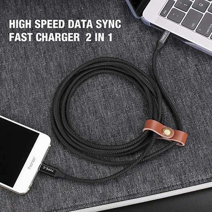 USB Certified Type C Cable [20V 5A 100W]  (6.6ft 2 Pack) Nylon Braided Fast Charging Cord
