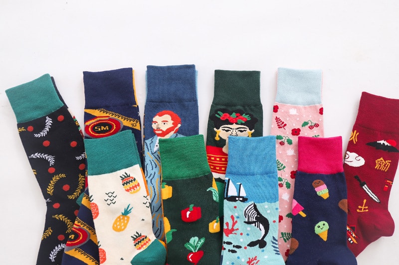 [中国直邮] 乐学办公 街头个性潮流袜子  AB版中筒袜 男女同款  随机三双装