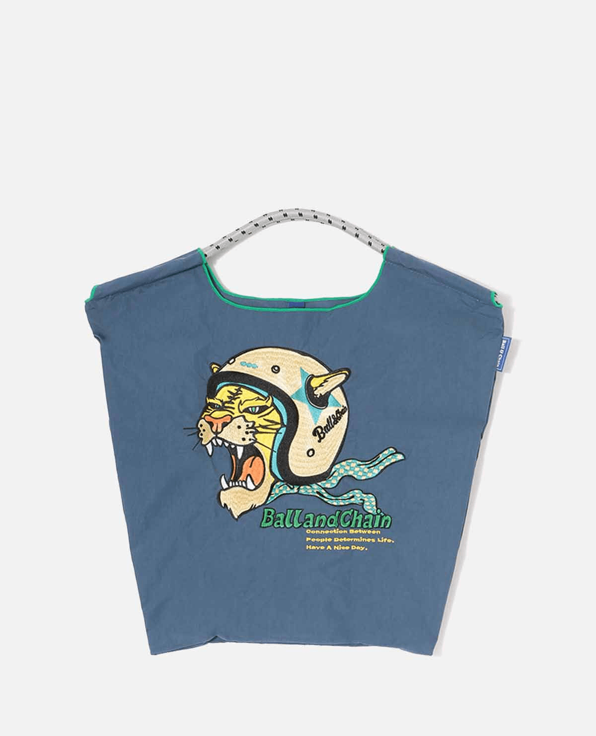 Ball&Chain 潮流虎刺繡單肩包 藍色M號 165g