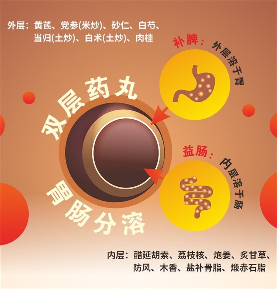 【中国直邮】 陈李济 补脾益肠丸 健脾止泻 用于腹胀腹痛肠鸣腹泻脾虚气滞脾胃调理 130g/盒