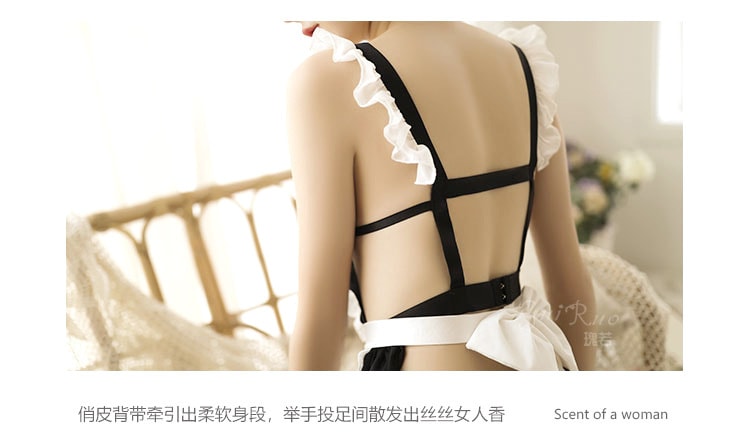 【中国直邮】瑰若 性感可爱 女仆装女佣制服 情趣套装 白色 均码(含丝袜)