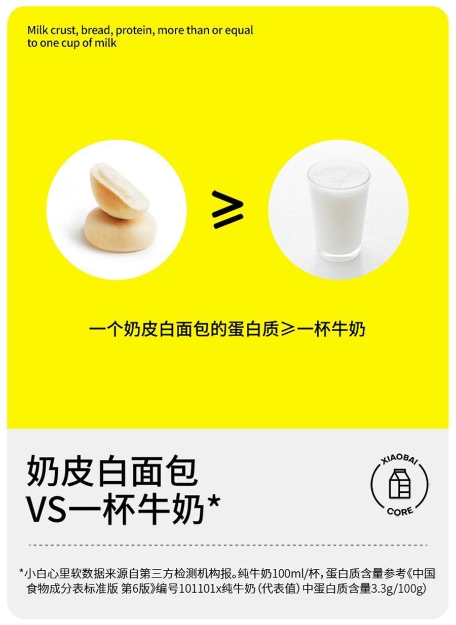 【中国直邮】 小白心里软 奶皮白面包   早餐夹心蛋糕充饥营养小吃 红豆味450g/箱