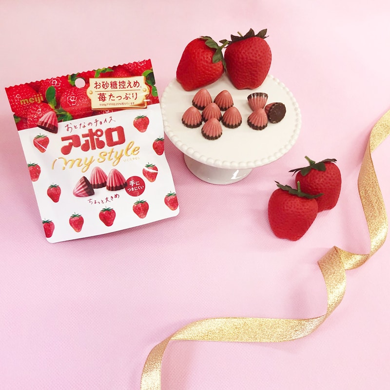 【日本直邮】DHL直邮3-5天到 日本明治MEIJI 冬季限定 阿波罗 减糖 流心草莓巧克力 41g