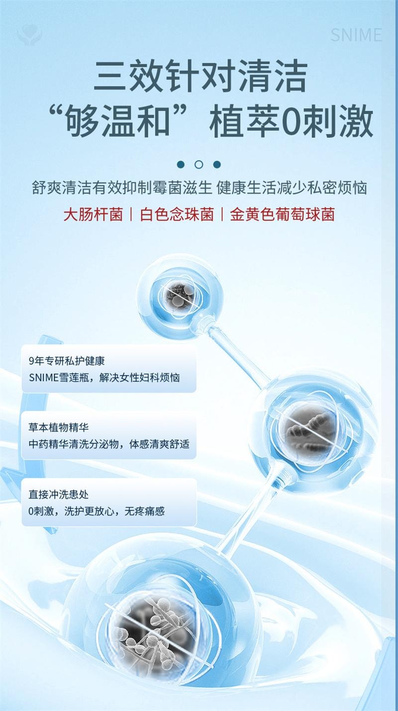 【中国直邮】 舒奈美 私处清洗液女性私密护理液外阴清洁洗剂雪莲抑菌洗液洗护液 300ml