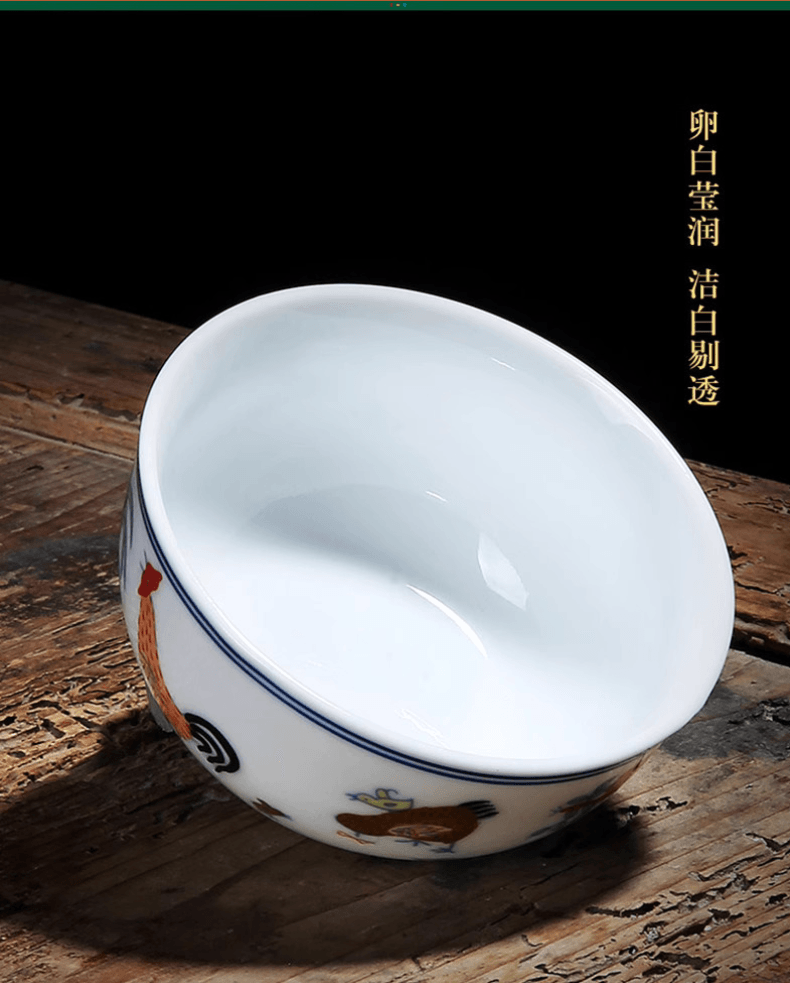 中國 不二馬 鬥彩雞缸杯德化盞杯茶杯 品茗杯 1 枚 大號 國家博物館同系列茶盞 如省2.8億