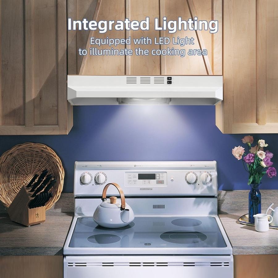 美国 SNDOAS 30英寸橱柜下抽油烟机带LED灯和2档排气扇白色