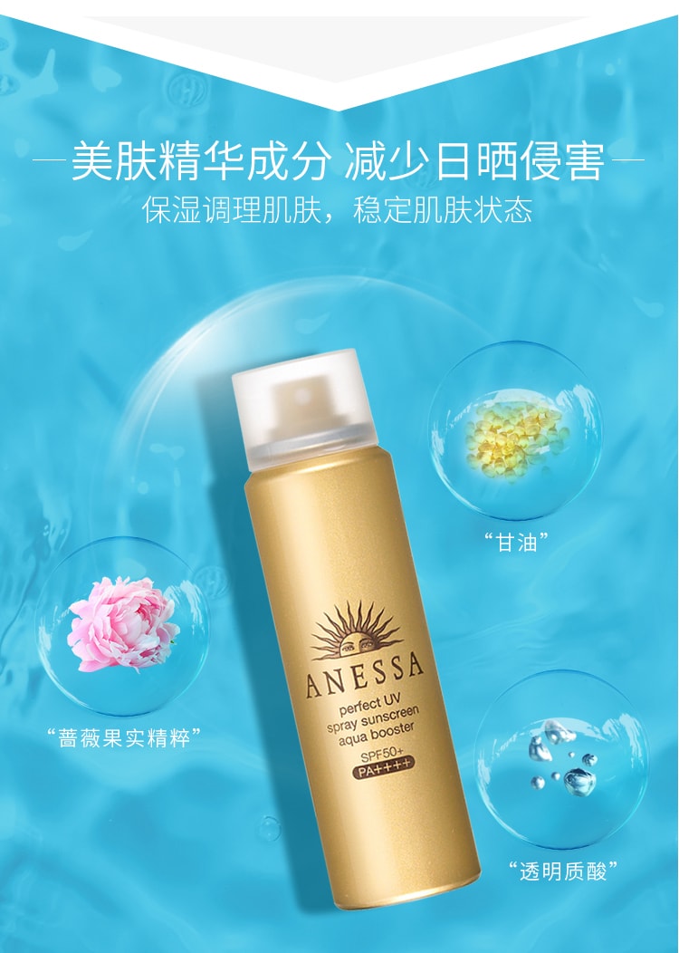 日本SHISEIDO資生堂 ANESSA 安耐曬 超強防水防曬噴霧臉部身體頭髮 60G