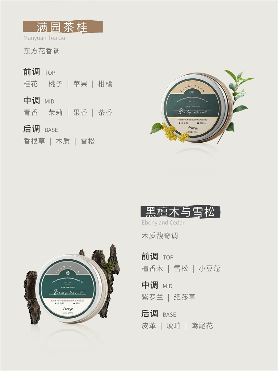 【中國直郵】 安野屋 淨柔香氛身體磨砂膏全身去角質沐浴清潔 山月茶館200g/罐