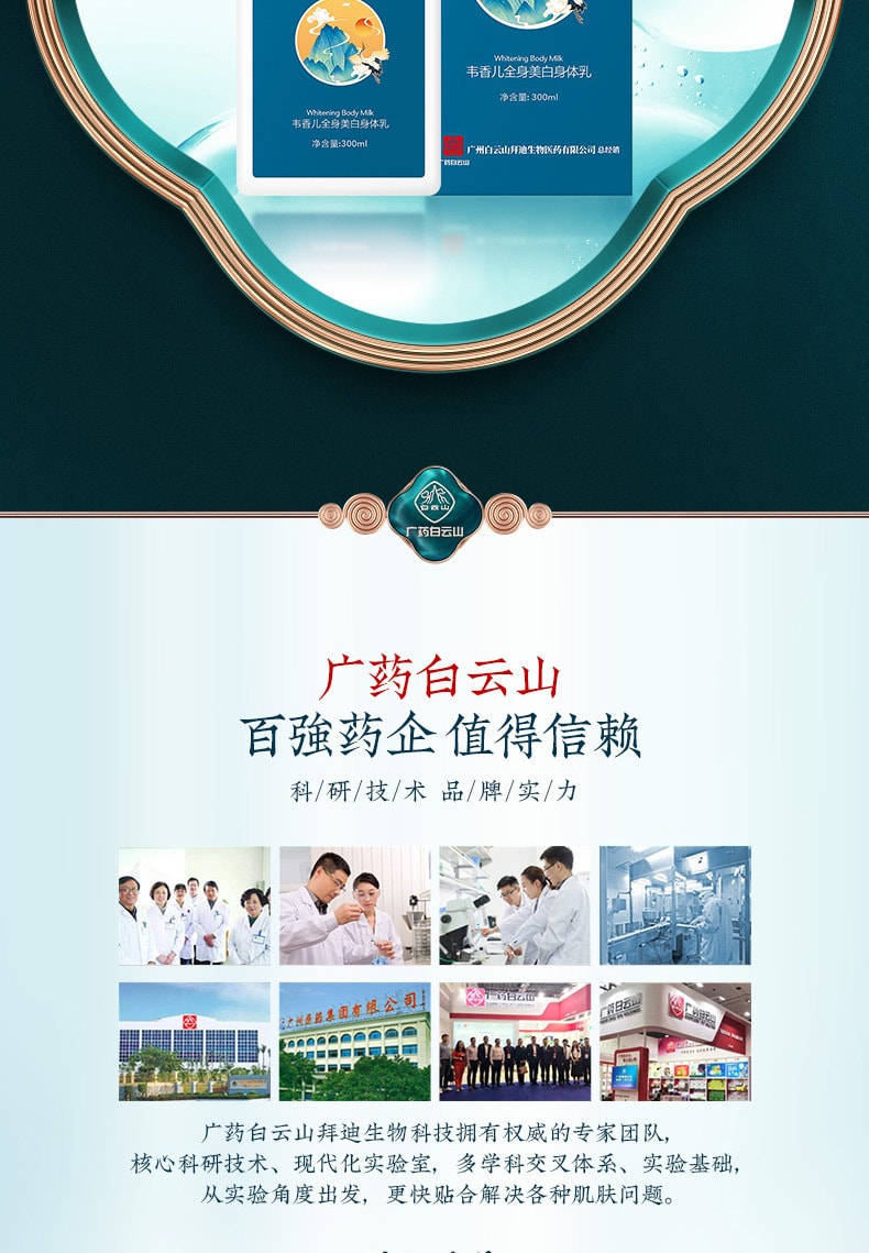 【中國直郵】白雲山 補水保濕去雞皮身體乳300ml