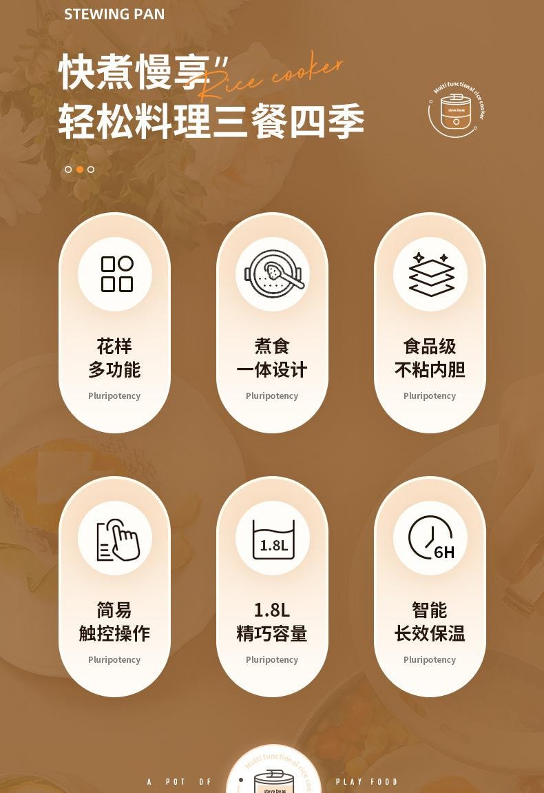  晶雅家 1-2人食超搭!美规 110V 迷你电饭煲 1.8L 带蒸笼 蓝色一套装