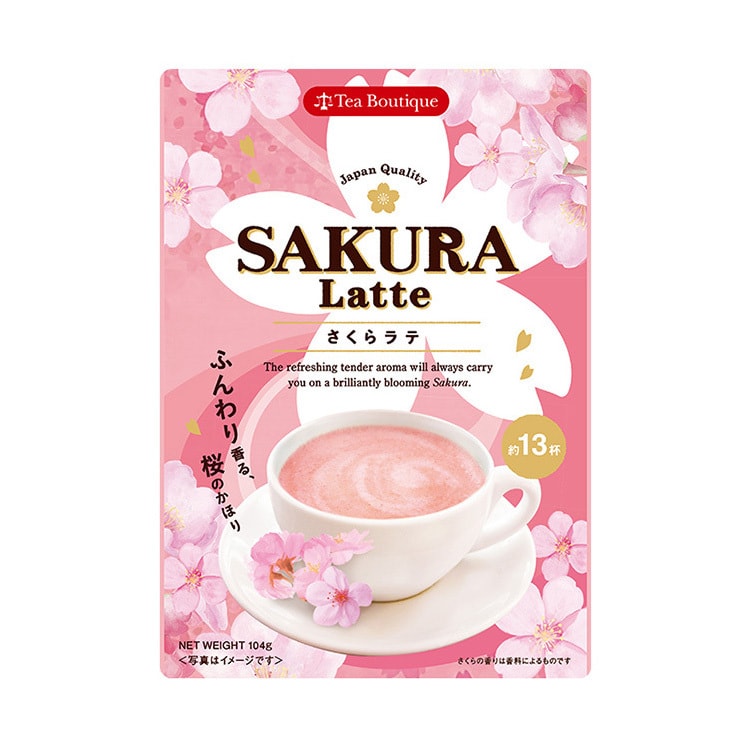 【日本直邮】日本 Tea Boutique 樱花拿铁 速溶 无咖啡因 樱花奶茶粉 104g