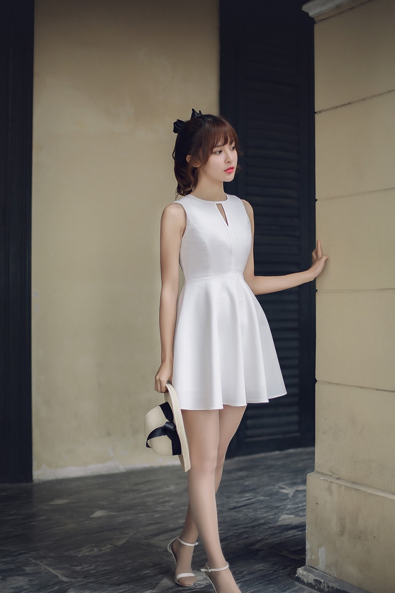 2018 Summer Classic A-line Dress White/M