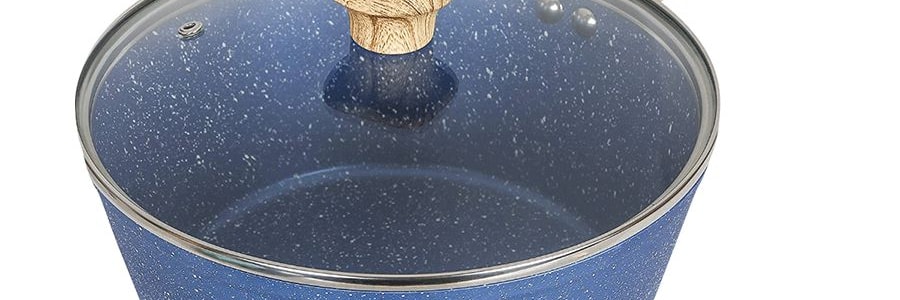 CONCORD Art of Cooking 3Qt. 花崗岩不沾塗層鑄鋁鍋 含玻璃蓋 電磁爐適用 #藍色