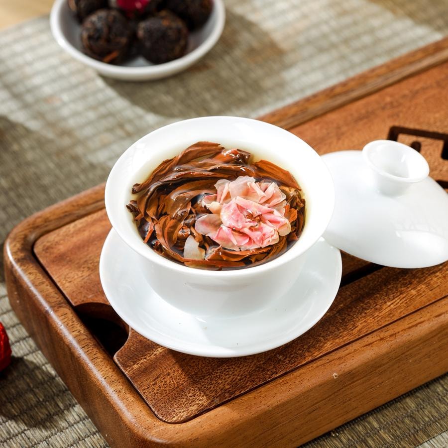 美国仁信昌 云南特产花茶龙珠 滇红玫瑰红茶 400g