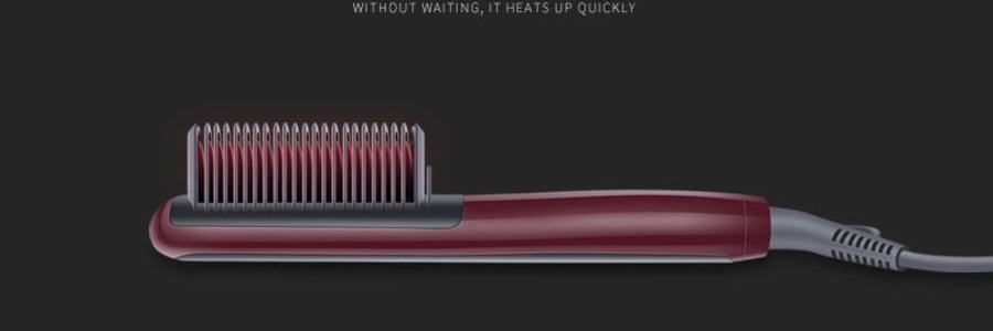 K·SKIN金稻 直发梳 直卷两用网红款 卷发神器 懒人迷你型 KD388B 枣红色 多档控温 