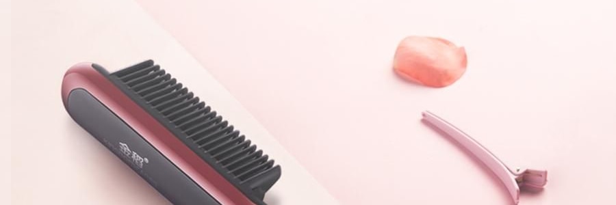 K·SKIN金稻 直发梳 直卷两用网红款 卷发神器 懒人迷你型 KD388B 枣红色 多档控温 