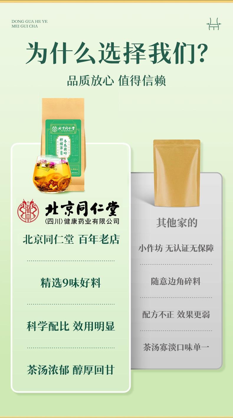  北京同仁堂 冬瓜荷叶柠檬茶 生津止渴 减肥瘦身 清热解暑 利尿消肿 150g/盒(夏季必备茶)