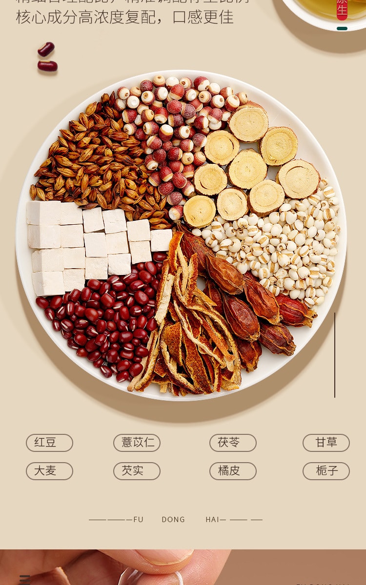 【中国直邮】福东海 红豆薏米芡实茶轻盈四季好茶爱生活爱自己 110g/盒