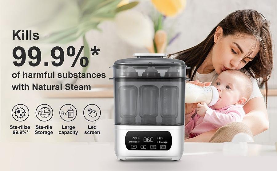 【美國直郵】AMZBABYCHEF 四合一嬰兒奶瓶消毒器和烘乾機