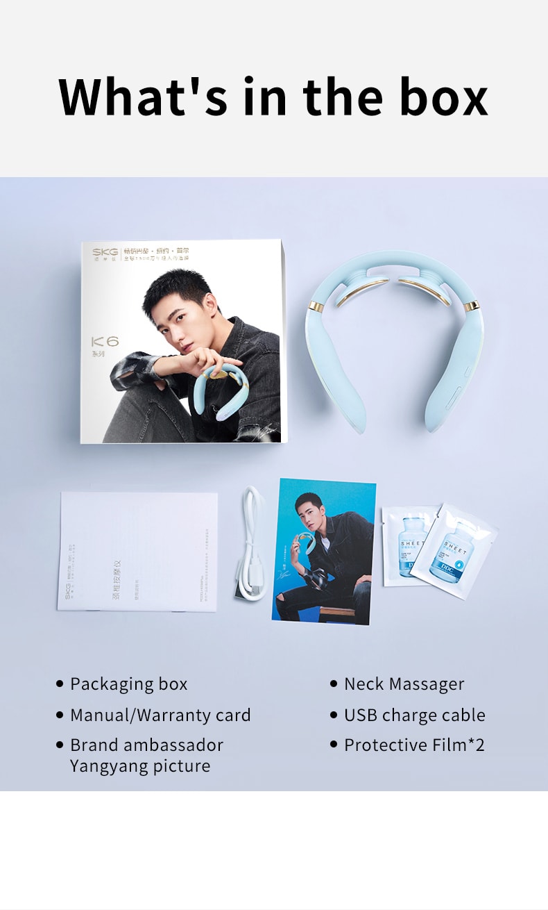 SKG [Flagship Shop] K6 Neck Massager Blue (get 2 Massager sticker for FREE  contains herbal essence reduce neck pain) 