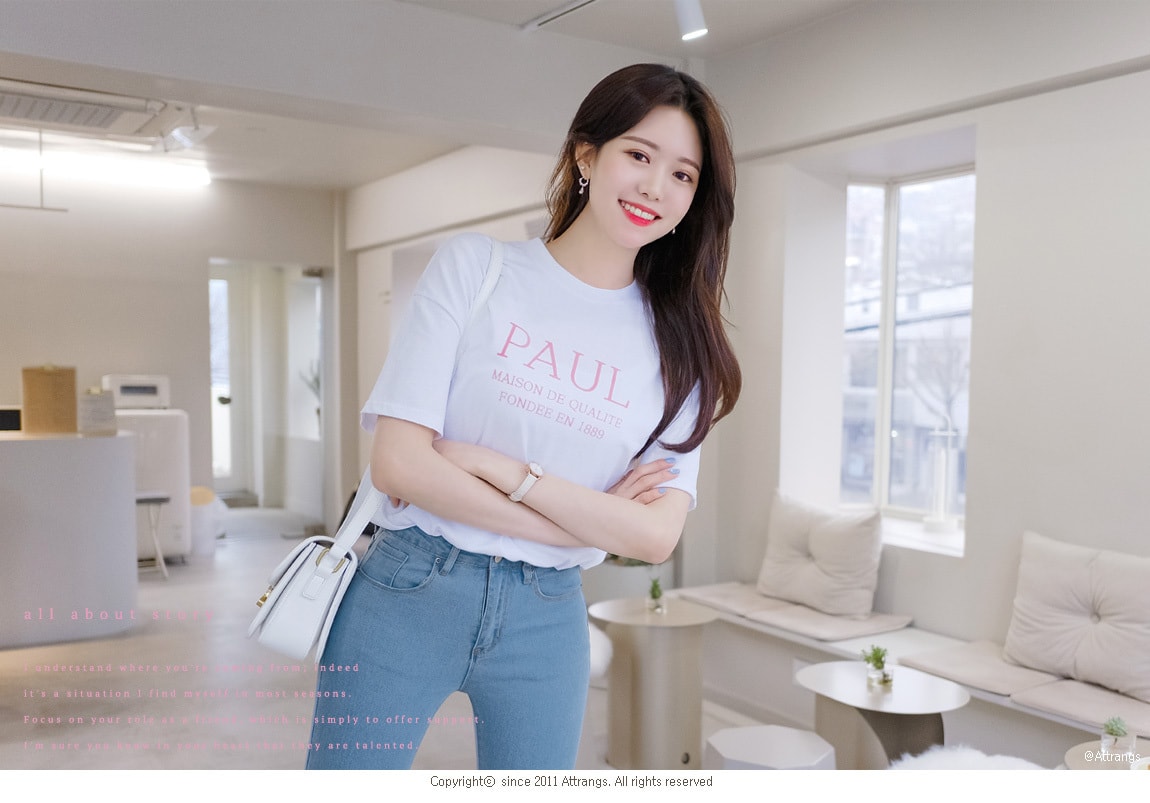 【韩国直邮】ATTRANGS 可爱风格短袖T恤 乳白色 均码